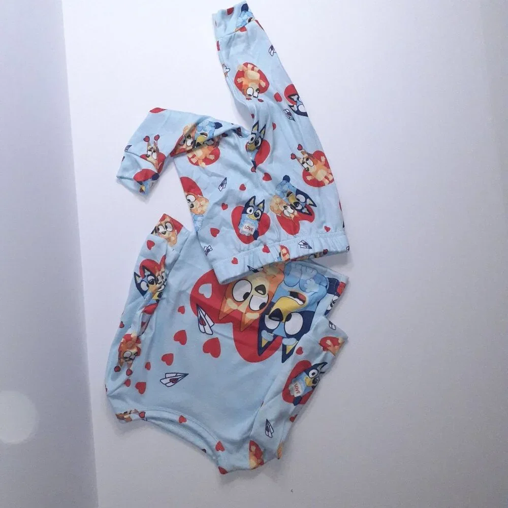 Character Bluey Toddler Unisex Valentine's Day Pajama Set, 2-Piece, Sizes 12M-5T - Picture 15 of 15